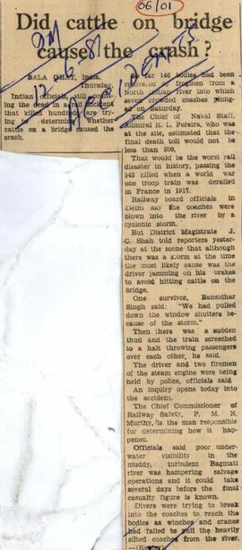 did cattle on bridge caus...