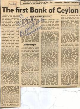 The First Bank Of Ceylon