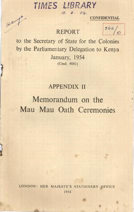 Memorandum on the Mau Mau...