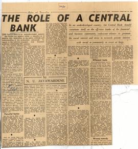The Role Of A Central Bank