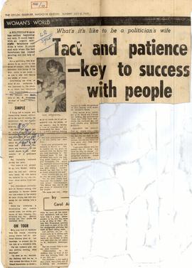 Tact And Patience Key To ...