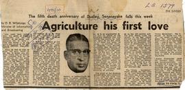 Agriculture His First Love