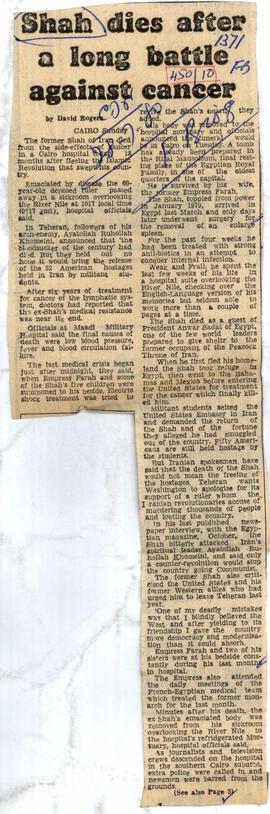 Shah Dies After a Long Ba...