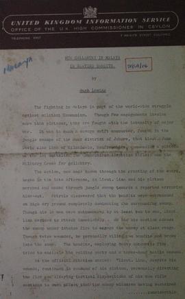 How Gallantry in Malaya i...