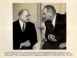 President Johnson chats w...