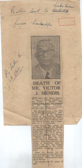 Death of Mr. Victor J. Me...
